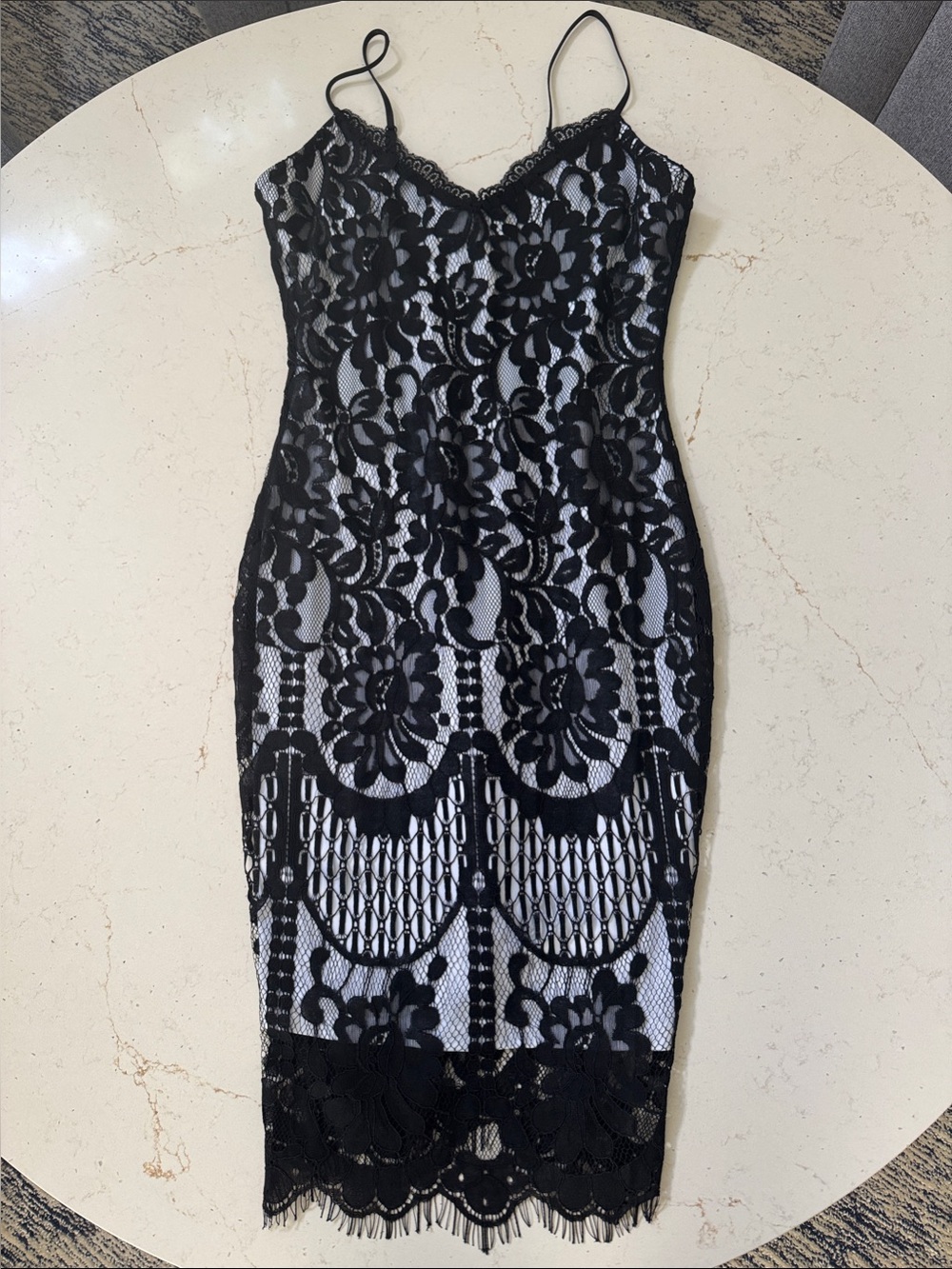 Express Black Lace Midi Slip Dress